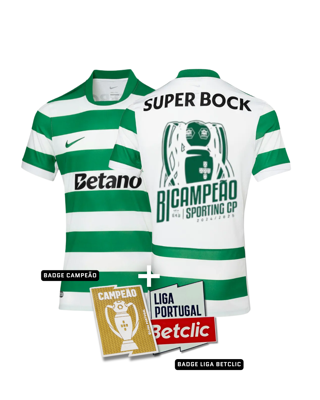Camisola Local Bicampeão 2025-2026 + BADGE CAMPEÃO E LIGA