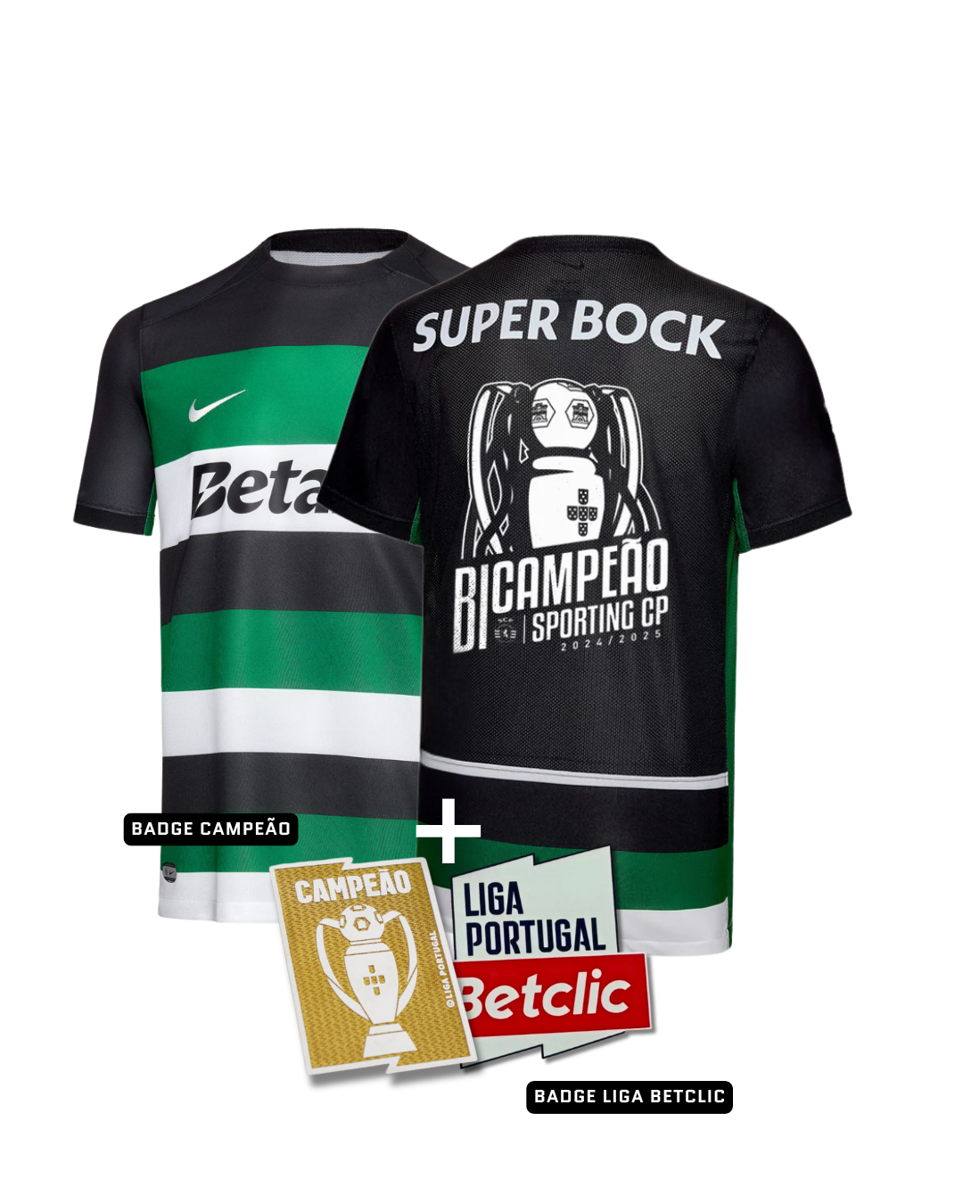 Camisola Local Bicampeão 2024-2025 + BADGE CAMPEÃO E LIGA