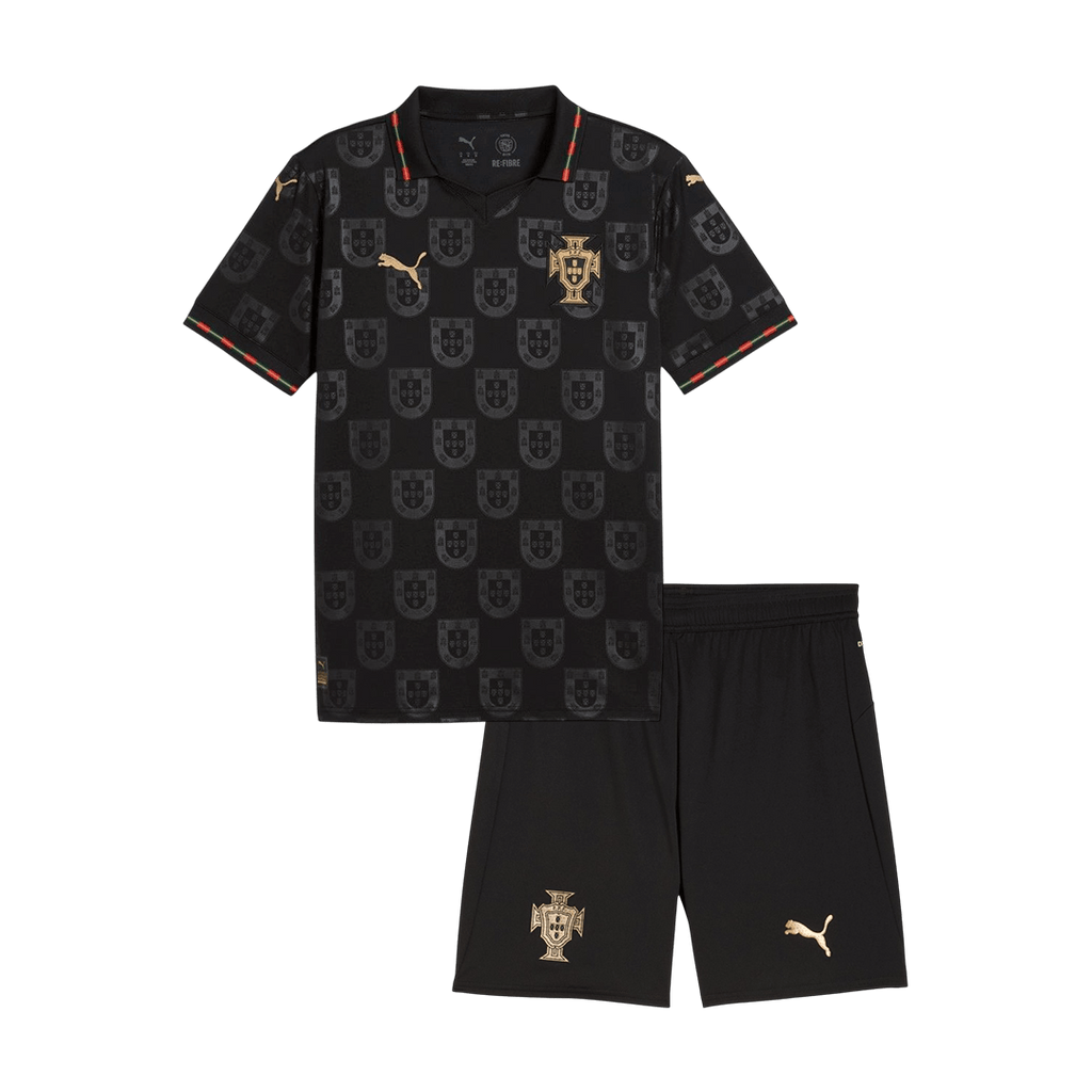 Portugal Infantil World Cup Futebol Camisa Conjunto (Camisa+Shorts) 2026 Preto