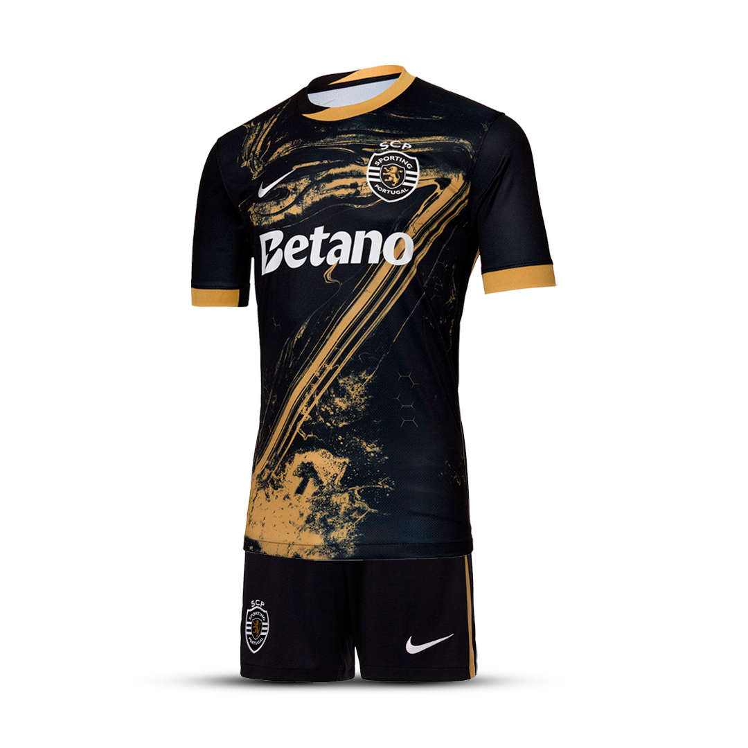 Conjunto infantil “7” Tercera equipamento 24/25 - preto e dourado