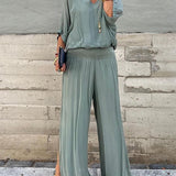 Larisa – Compleu Chic Estival Cu Pantaloni Fluizi