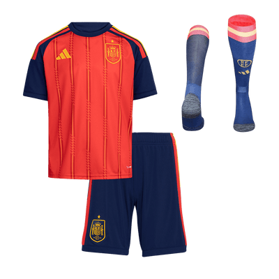 Spain Infantil Casa World Cup Futebol Camisa Conjunto (Camisa+Shorts+Meias) 2026 Vermelho