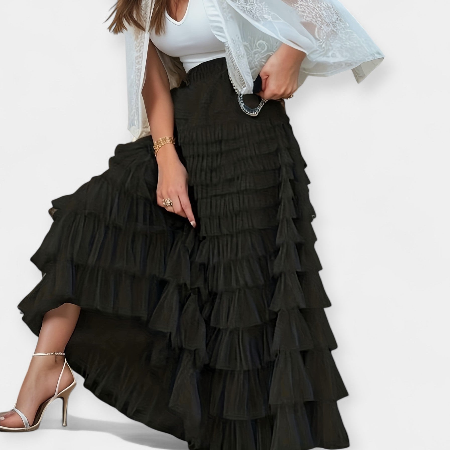 Daniela - Elegantná Sukňa s Tylovým Detailom