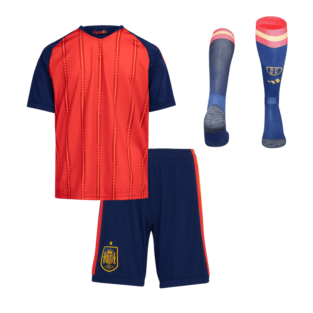 Spain Infantil Casa World Cup Futebol Camisa Conjunto (Camisa+Shorts+Meias) 2026 Vermelho