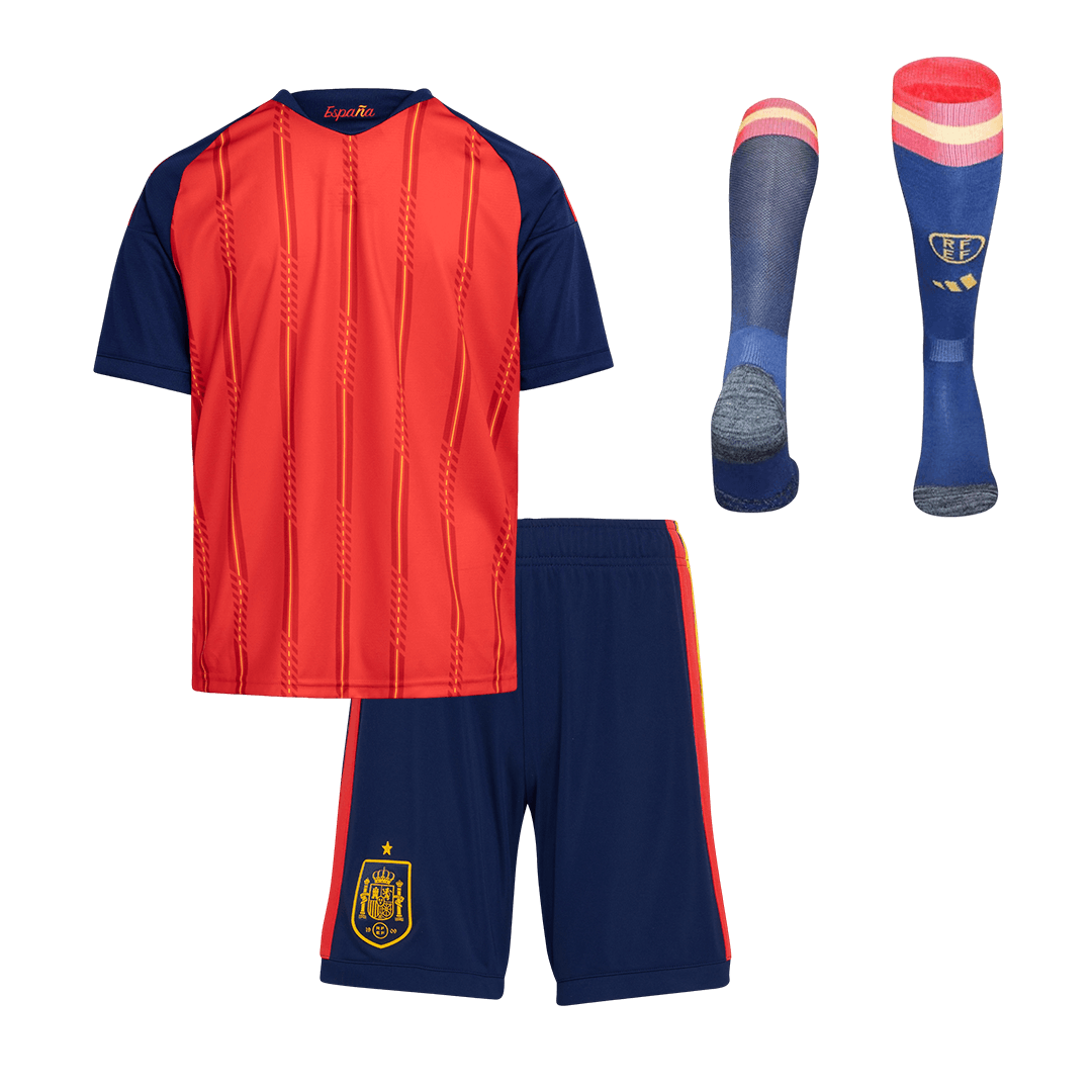 Spain Infantil Casa World Cup Futebol Camisa Conjunto (Camisa+Shorts+Meias) 2026 Vermelho