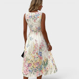 Tatiana - Rochie Midi Florala fara Maneci