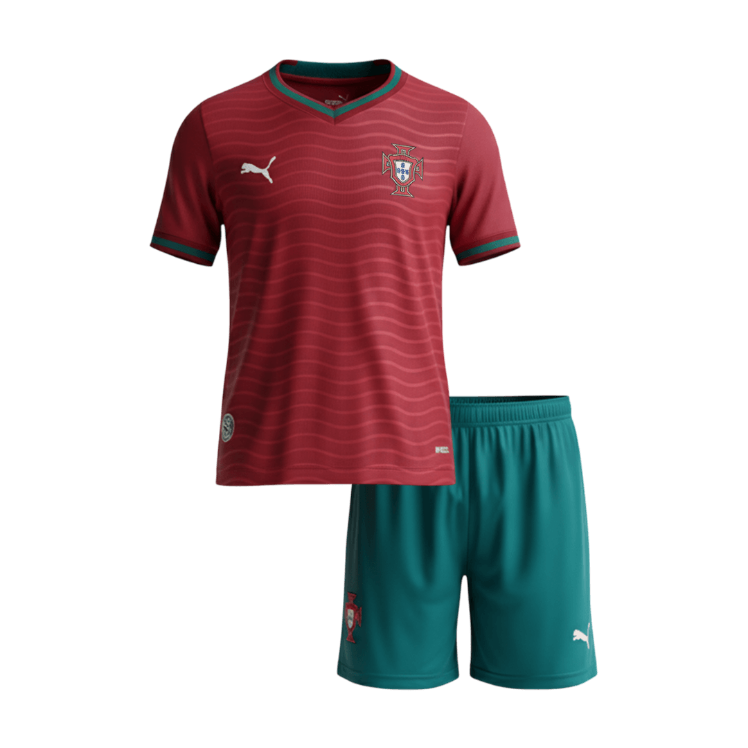 Portugal Infantil Casa World Cup Futebol Camisa Conjunto (Camisa+Shorts) 2026 Vermelho