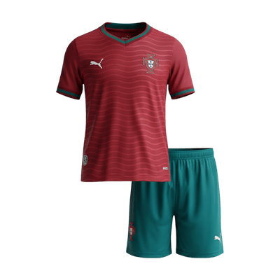 Portugal Infantil Casa World Cup Futebol Camisa Conjunto (Camisa+Shorts) 2026 Vermelho