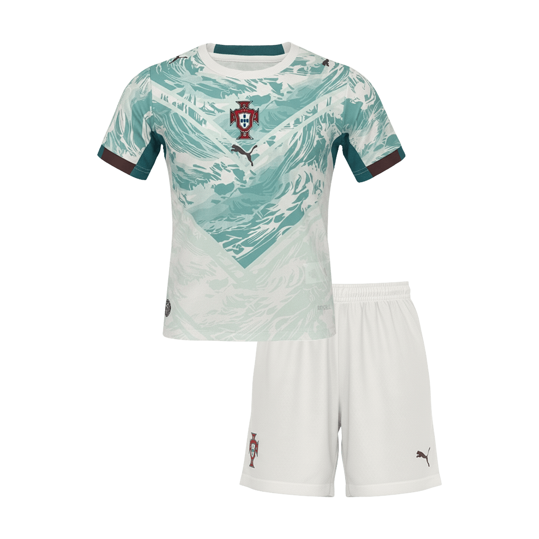 Portugal Infantil Fora World Cup Futebol Camisa Conjunto (Camisa+Shorts) 2026 Branco