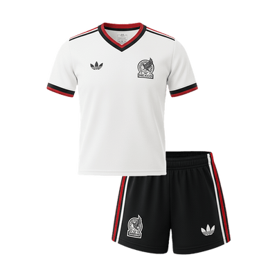 Mexico Infantil Fora World Cup Futebol Camisa Conjunto (Camisa+Shorts) 2026 Branco