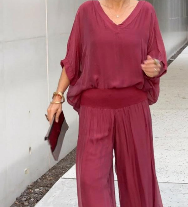 Larisa – Compleu Chic Estival Cu Pantaloni Fluizi
