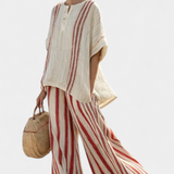 Vanesa - Elegantný Komplet s Červenými Pruhmi