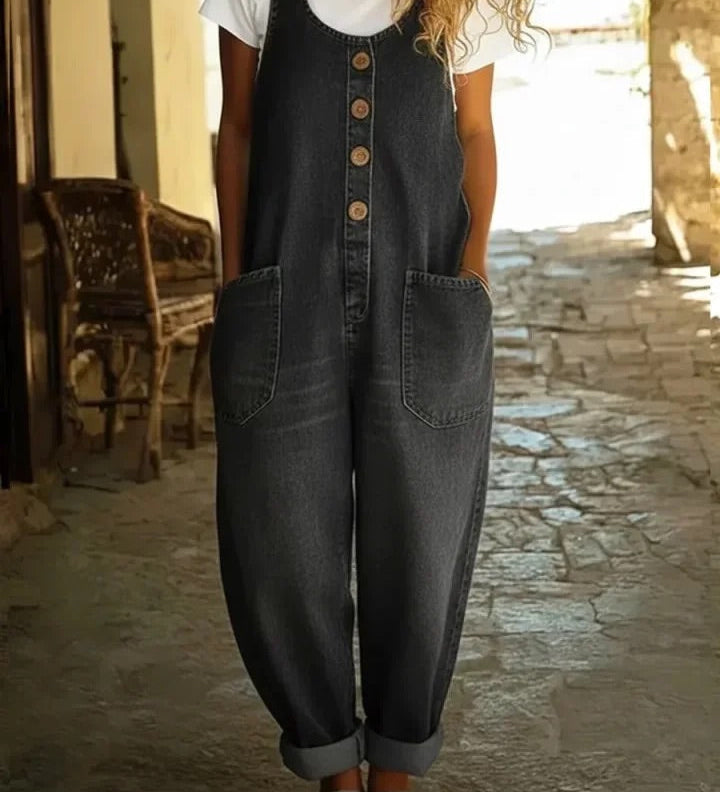 Grácia - Overal z Bavlneného Denimu, Vintage Prania